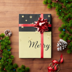 Papel De Regalo Estrellas de Navidades brillantes de oro, trapos d