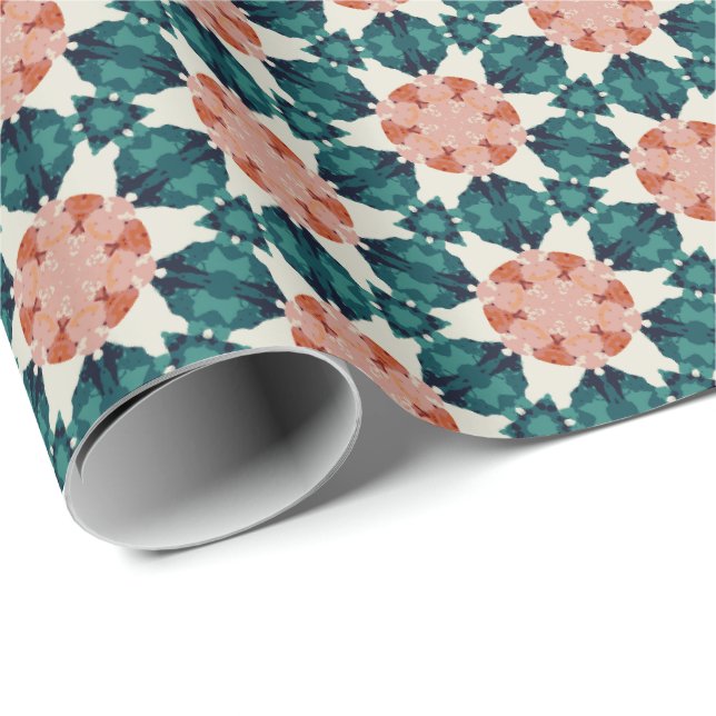 Papel De Regalo Estrellas de Navidades con patrones geométricos 11 (Esquina del rollo)