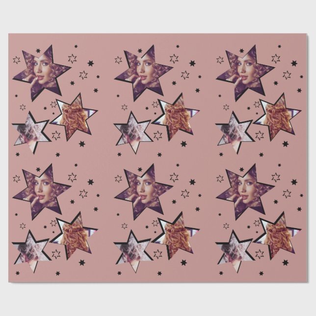 Papel De Regalo Estrellas de Navidades de fotografía de Hair Salon (Superficie plana)