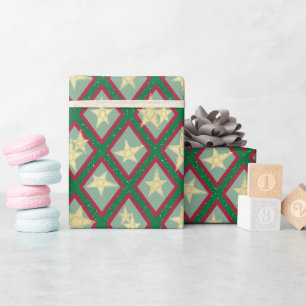 Papel De Regalo Estrellas de Navidades de impresión en bloque - Ro