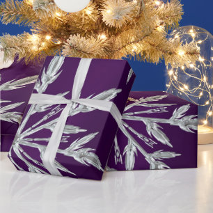 Papel De Regalo Estrellas de Navidades morados con cristal de hiel