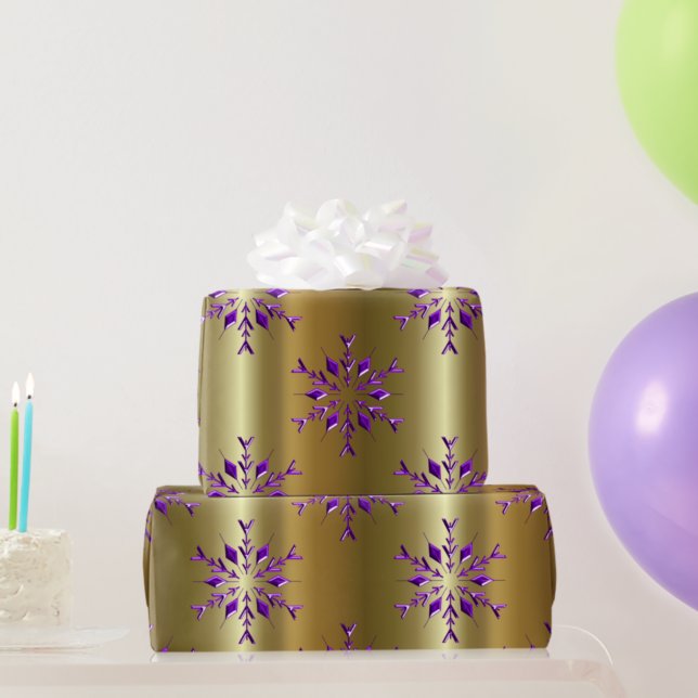 Papel De Regalo Estrellas de Navidades morados sobre oro (Subido por el creador)