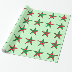 Papel De Regalo Estrellas de Navidades náuticos en verde pálido