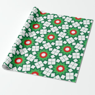 Papel De Regalo Estrellas de Navidades verdes futuristas