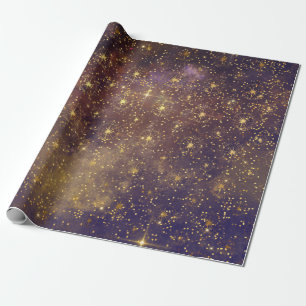 Papel De Regalo Estrellas de oro Confetti Celestial Galaxy Firmame