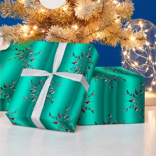 Papel De Regalo Estrellas de plata sobre Navidades Verde azulados (Subido por el creador)