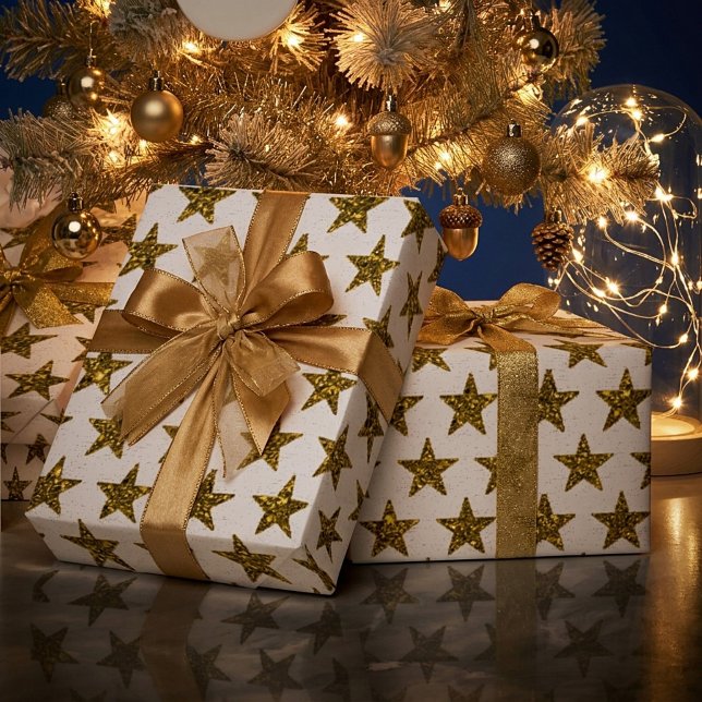 Papel De Regalo Estrellas de purpurina dorada (Subido por el creador)