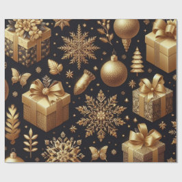 Papel De Regalo Estrellas de Relieve metalizado dorado de lujo y o