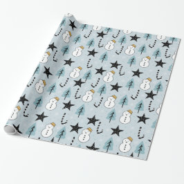 Papel De Regalo Estrellas de Snowman y Candy Cane