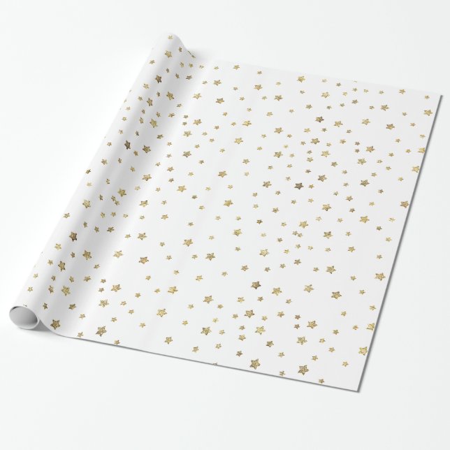 Papel De Regalo Estrellas del oro (Desenrollado)
