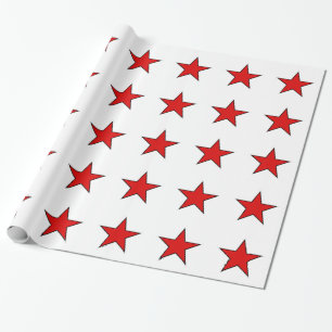 Papel De Regalo estrellas del rojo en el fondo blanco