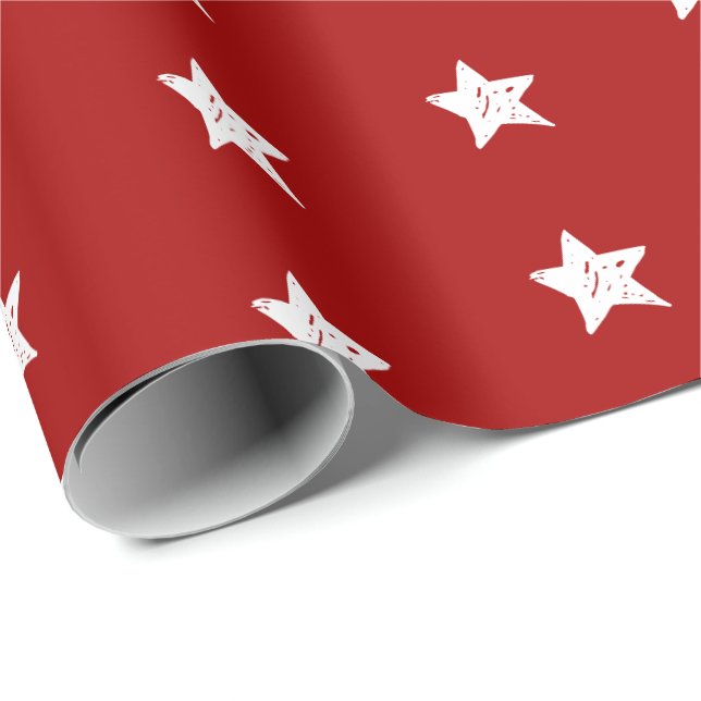 Papel De Regalo Estrellas del rojo y del blanco (Esquina del rollo)