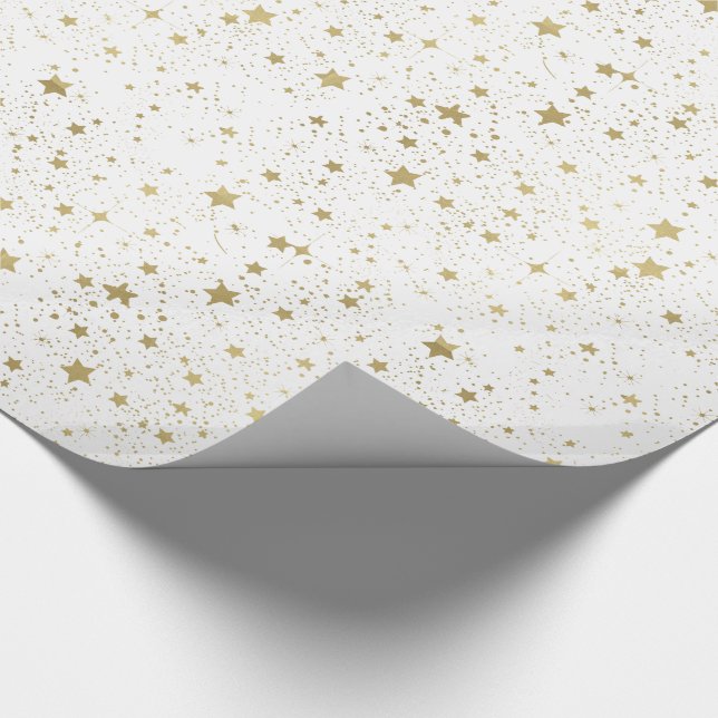 Papel De Regalo Estrellas dispersadas del oro (Esquina)