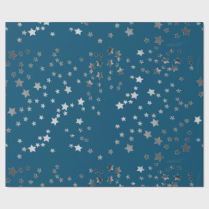 Papel De Regalo Estrellas dispersas en azul
