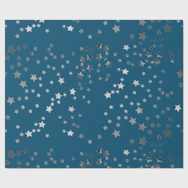 Papel De Regalo Estrellas dispersas en azul (Costura)
