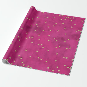 Papel De Regalo Estrellas doradas de fondo rosado