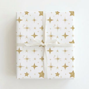 Papel de Regalo Estrellas Doradas de Navidad