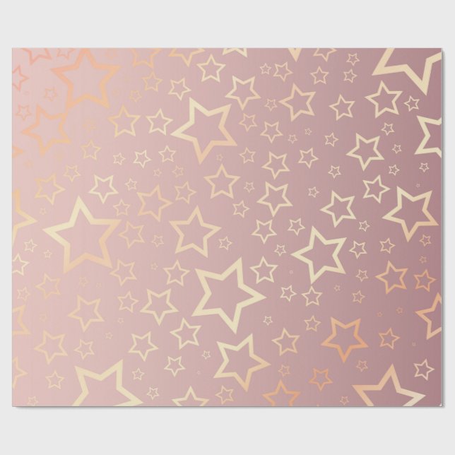 Papel De Regalo Estrellas doradas opulentas con un patrón rosado (Superficie plana)
