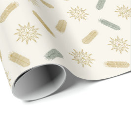 Papel De Regalo Estrellas doradas y brunch de árboles