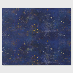 Papel De Regalo Estrellas doradas y navales