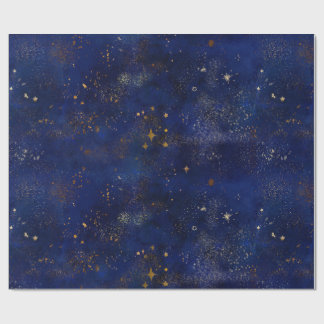 Papel De Regalo Estrellas doradas y navales