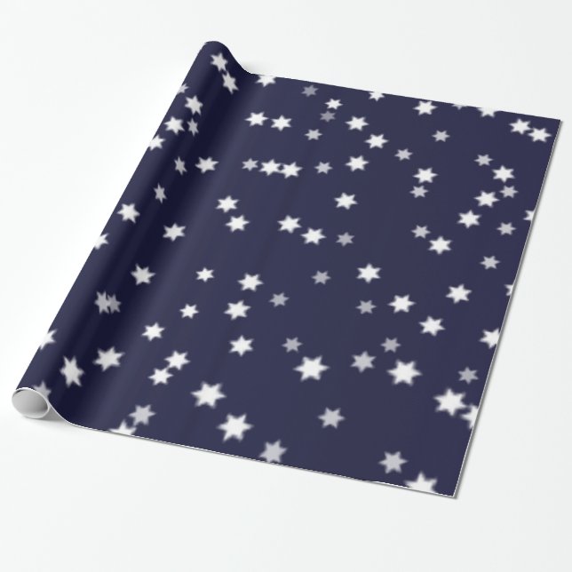 Papel De Regalo Estrellas en azul oscuro (Desenrollado)