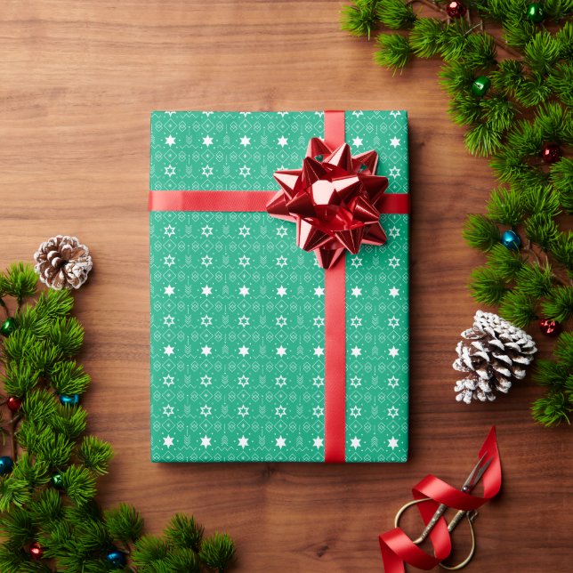 Papel De Regalo Estrellas festivas blancas (Regalo de vacaciones)