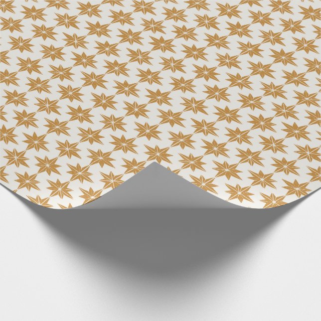 Papel De Regalo Estrellas geométricas amarillas doradas Navidades  (Esquina)