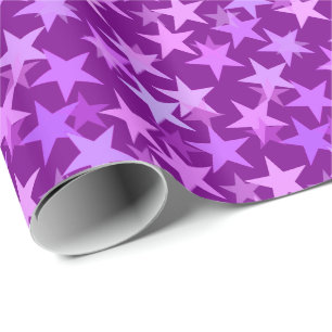 Papel De Regalo Estrellas geométricas modernas, púrpura anquilosan