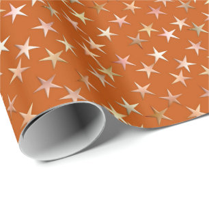 Papel De Regalo Estrellas metálicas, oro pálido y sombras del