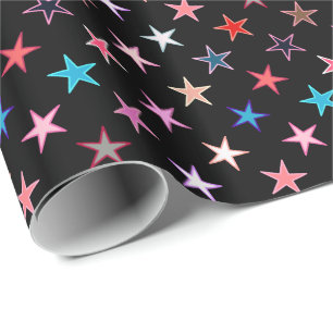 Papel De Regalo Estrellas modernas brillantes, colores de joya sob