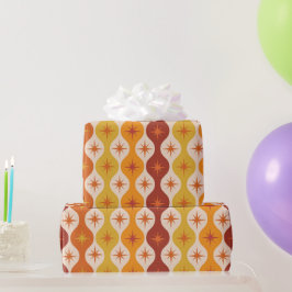 Papel De Regalo Estrellas modernas de color naranja de mediados de