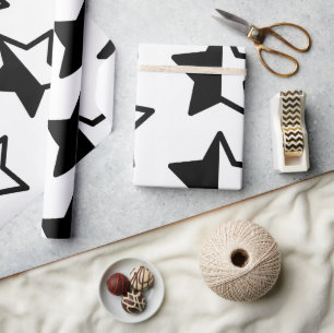 Papel De Regalo Estrellas modernas en blanco y negro