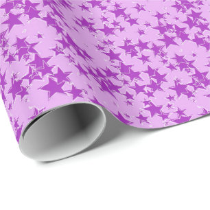 Papel De Regalo Estrellas moradas en un fondo de lavanda