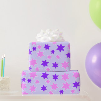 Papel De Regalo Estrellas moradas y rosas