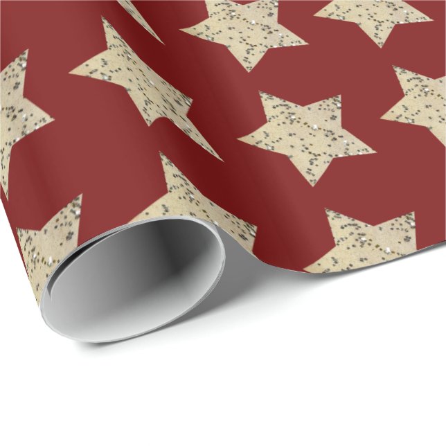Papel De Regalo Estrellas nevadas en rojo (Esquina del rollo)
