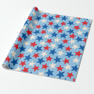 Papel De Regalo Estrellas Patrióticas Dibujadas a Mano
