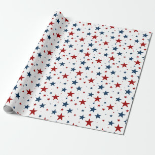 Papel De Regalo Estrellas patrióticas en blanco rojo y azul