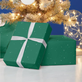 Papel De Regalo Estrellas pequeñas y simples Navidades verdes bril