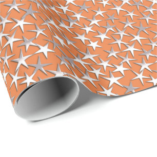 Papel De Regalo Estrellas plateadas en cobre