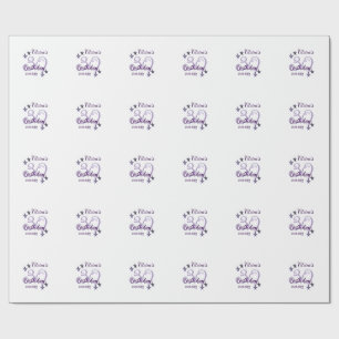 Papel De Regalo Estrellas purpurinas moradas 30 años retro moderno