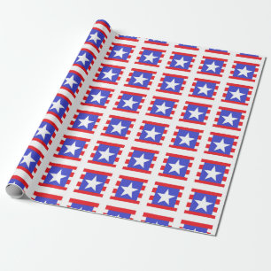 Papel De Regalo Estrellas, rayas y cuadrados patrióticos