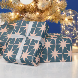 Papel De Regalo Estrellas retro modernas de mediados del siglo