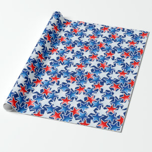 Papel De Regalo Estrellas rojas blancas y azules