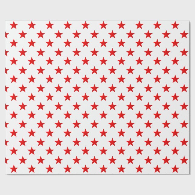 Papel De Regalo Estrellas rojas blancas y brillantes (Superficie plana)
