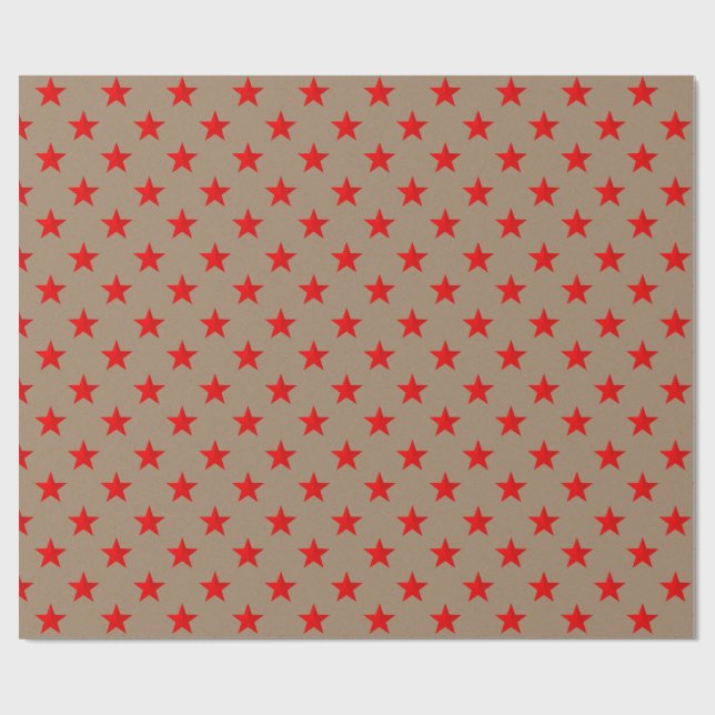 Papel De Regalo Estrellas rojas brillantes de Kraft ruso (Superficie plana)