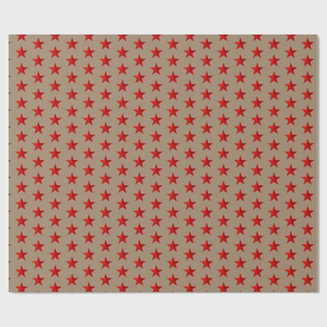 Papel De Regalo Estrellas rojas rusticas de Kraft (Superficie plana)
