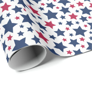 Papel De Regalo Estrellas rojas y azules - Patrón de bandera estad