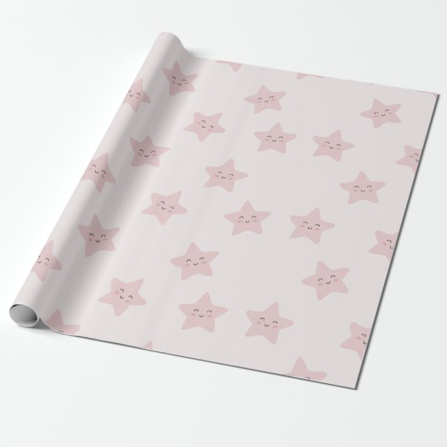 Papel De Regalo Estrellas rosa adorables (Desenrollado)