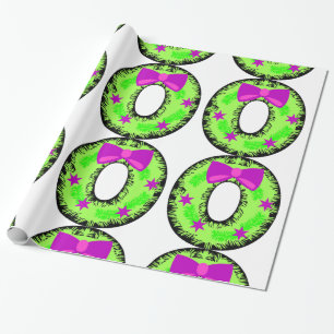 Papel De Regalo Estrellas rosadas de vaca y guirnalda de feriado d